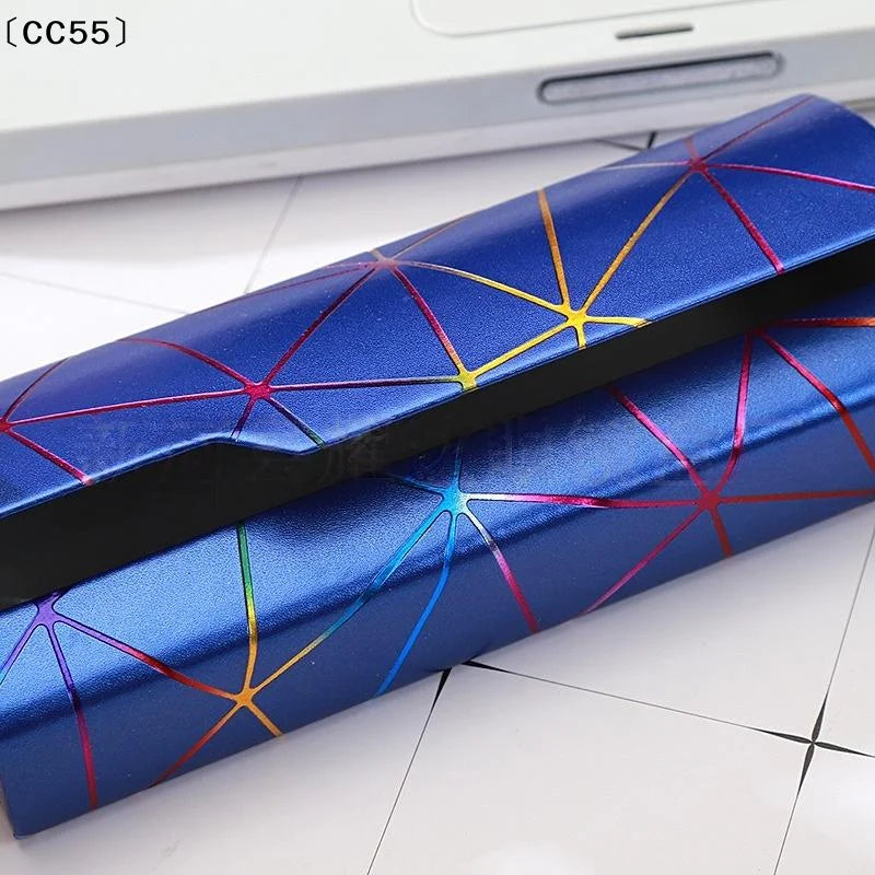 Geometric Hard Eyeglasses Case – PU Leather Spectacle Box Eyeglasses Case Qst