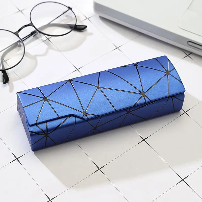 Geometric Hard Eyeglasses Case – PU Leather Spectacle Box Eyeglasses Case Qst A8