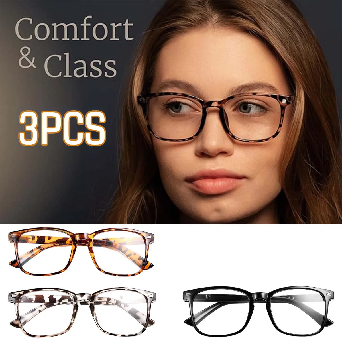 VOPHA Square Blue Light Blocking Reading Glasses +1.0–+3.0 Blue Light Glasses Qst