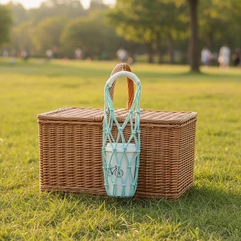 Handmade Macrame Water Bottle Sling – Cotton Rope Net Bag Bottle Sling Bag Qme