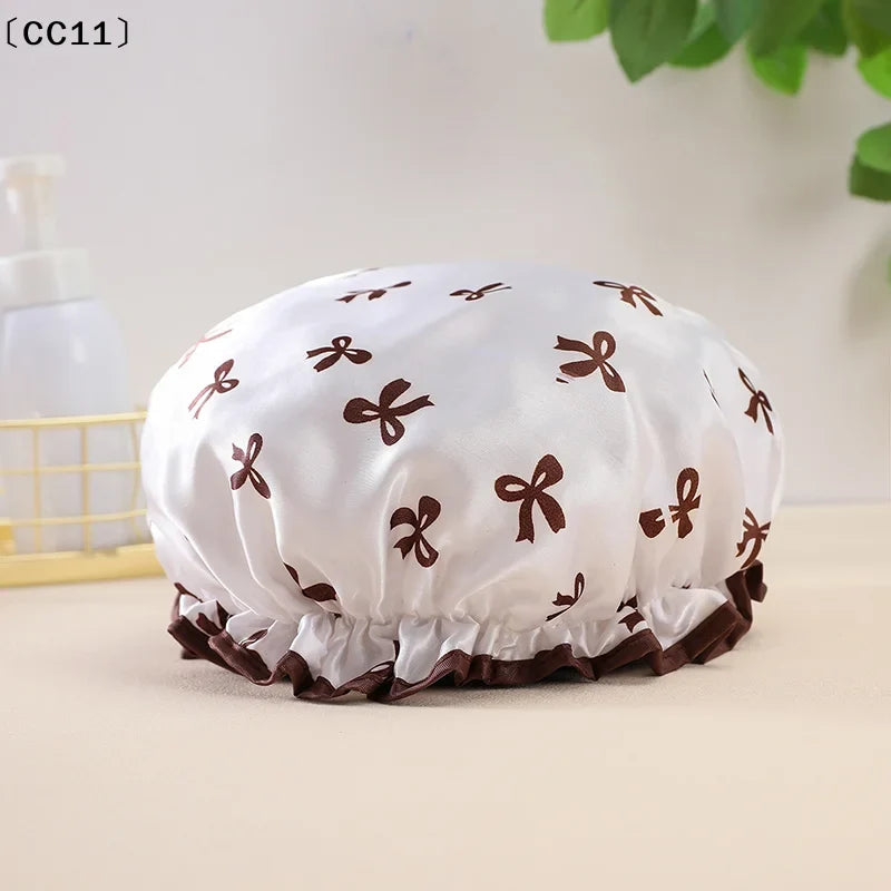 Double-Layer Waterproof Shower Cap & Kitchen Hair Cover Waterproof Shower Cap Qme