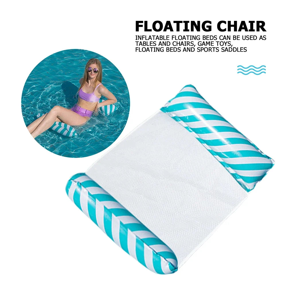 Foldable Striped Inflatable Pool Lounge Chair | Beach Float Inflatable Pool Lounger Qme
