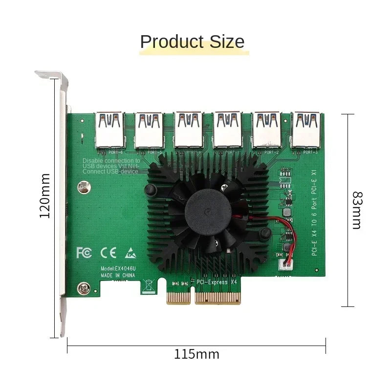 PCIe X4 to X16 USB 3.0 Riser Adapter Card – 20Gbps Extender PCIe Riser Adapter Qme