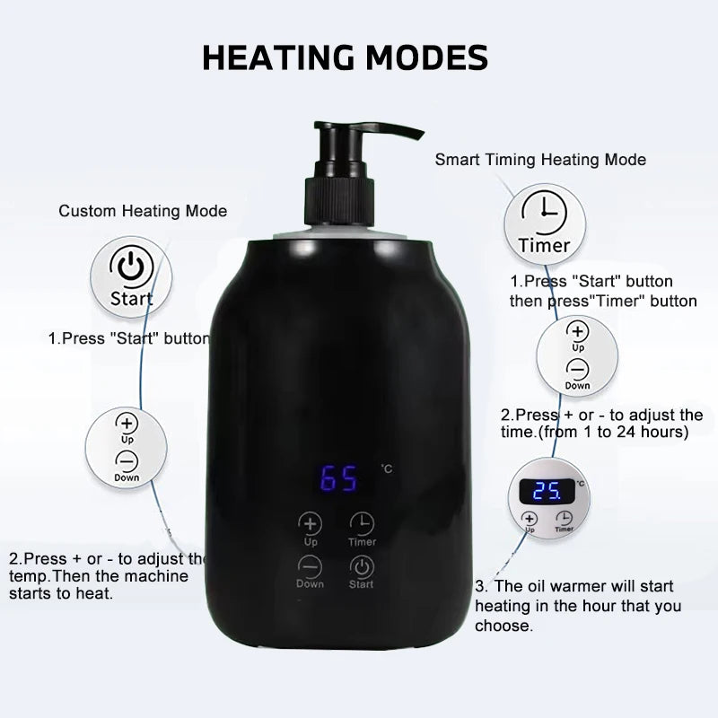 Electric Massage Oil Warmer – LED Display & Timer, 30–65°C Massage Oil Warmer Qst