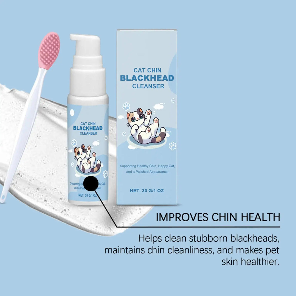 Cat Chin Cleaner Grooming Brush – Deep Cleanse for Cats Cat Grooming Brush Qme
