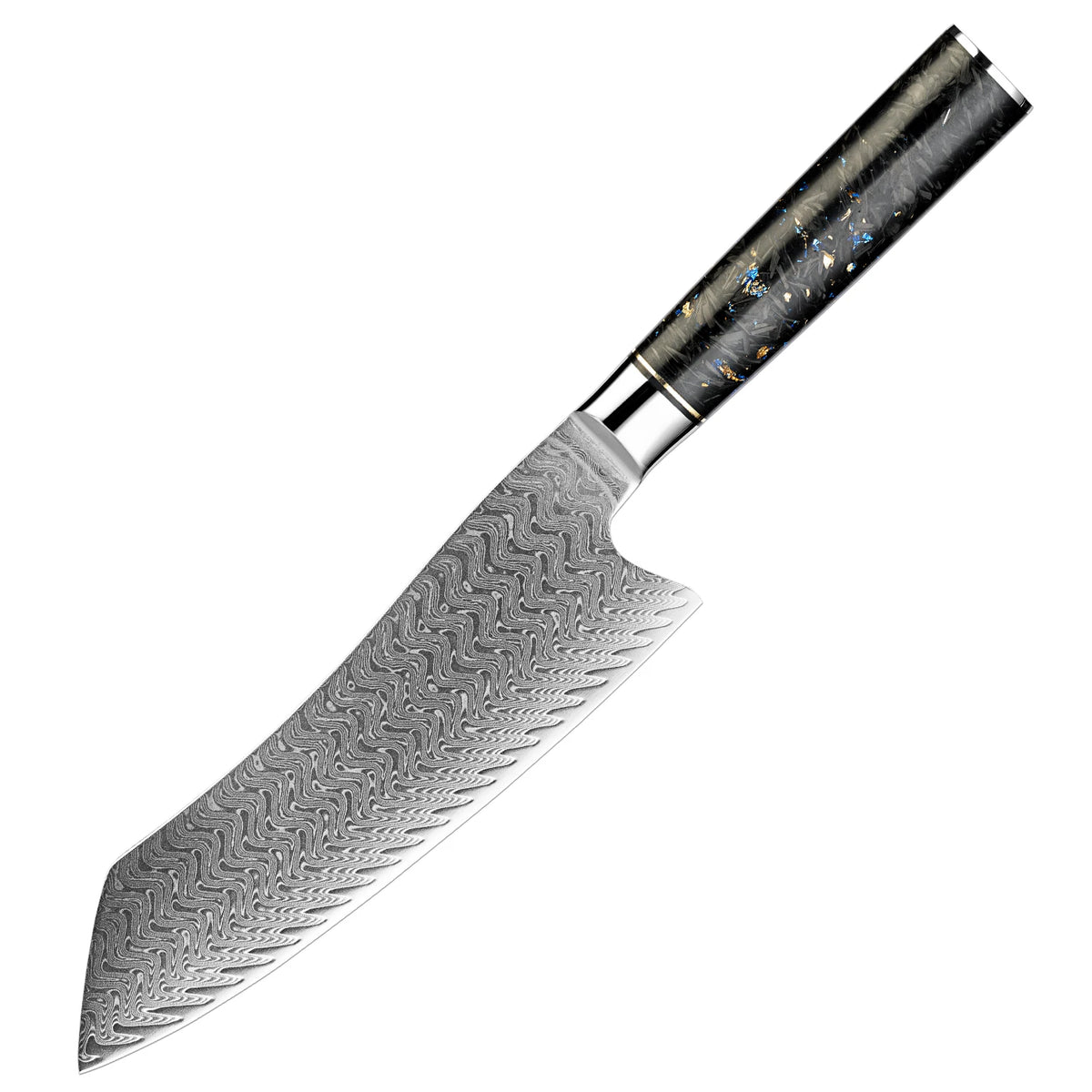 XITUO 7" Damascus Steel Santoku Knife – Carbon Fiber Handle Santoku Kitchen Knife Qst Santoku Knife