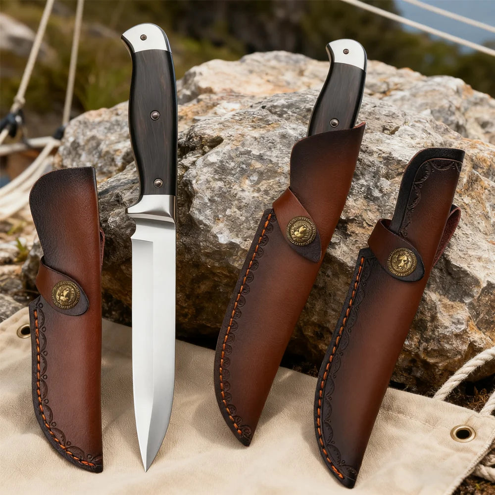 Swayboo Leather Knife Sheath – Two-Layer Cowhide Fixed Blade Leather Knife Sheath Qst