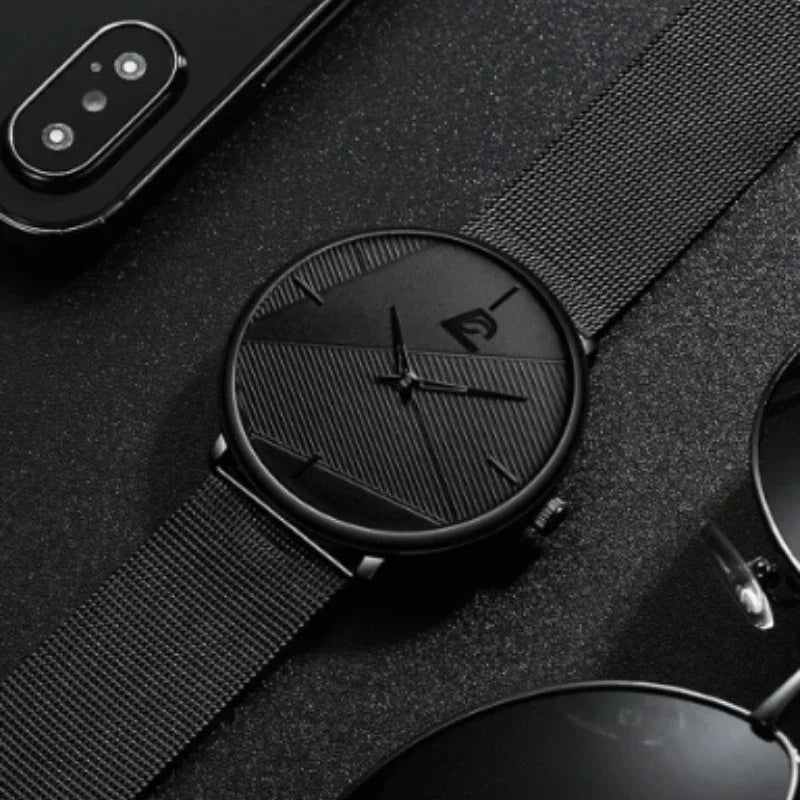 Minimalist Men's Mesh Belt Quartz Watch | Business Casual Men's Quartz Watch Qme