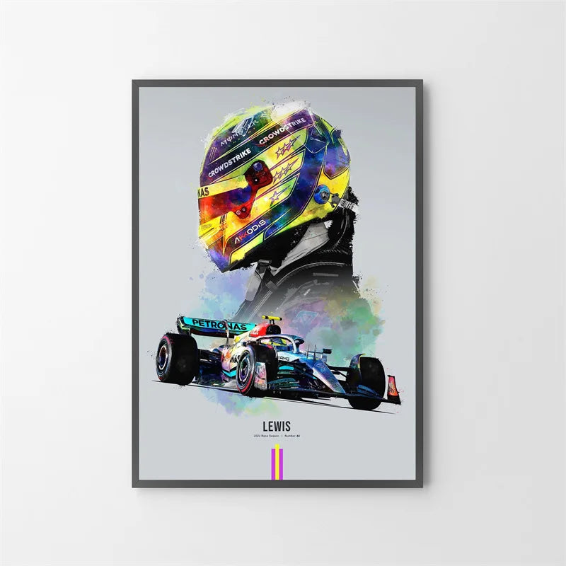 Watercolor F1 Racing Driver Helmet Canvas Print Wall Art Canvas Wall Art Qst