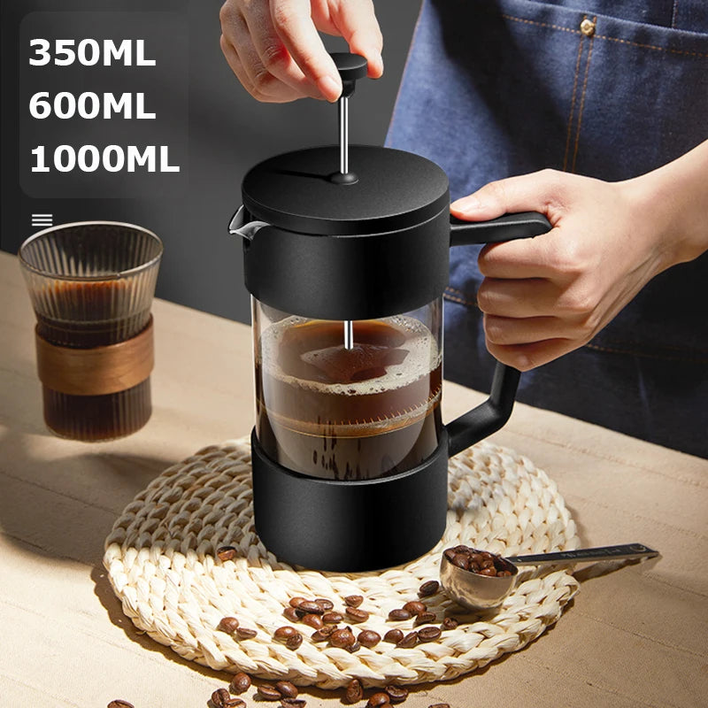 French Press Coffee Maker Borosilicate Glass 350/600/1000ML French Press Coffee Maker Qst