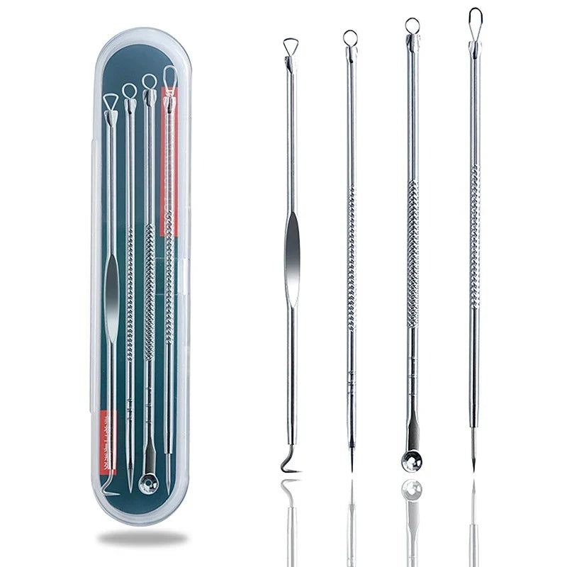 4-Piece Stainless Steel Acne Extractor Tool Set | Qme Skin Extractor Tool Set Qme