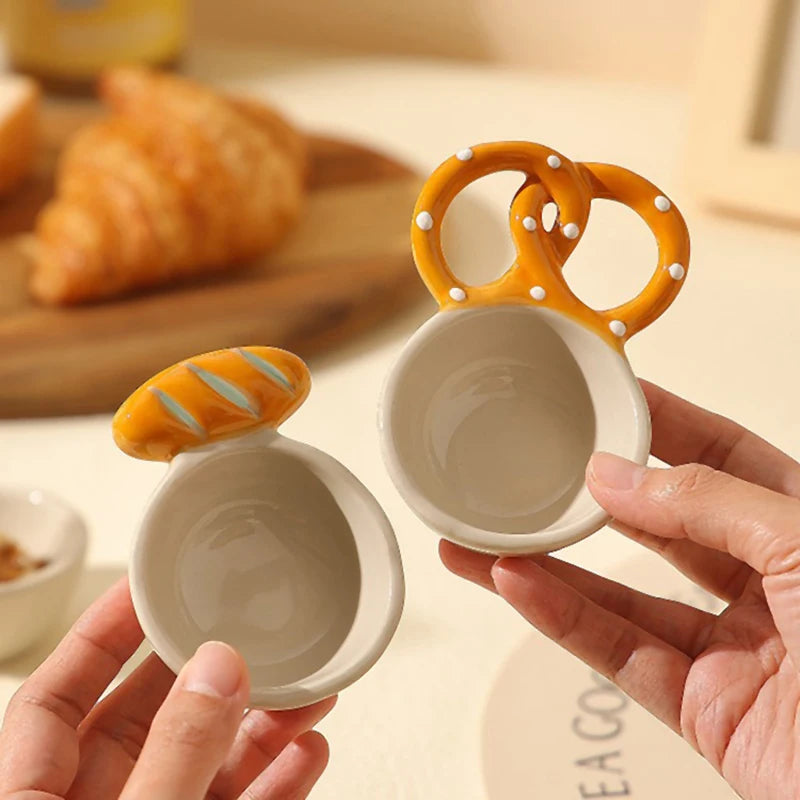 Ceramic Dipping Sauce Dish with Bread Handle – Condiment Bowl Ceramic Condiment Dish Qst
