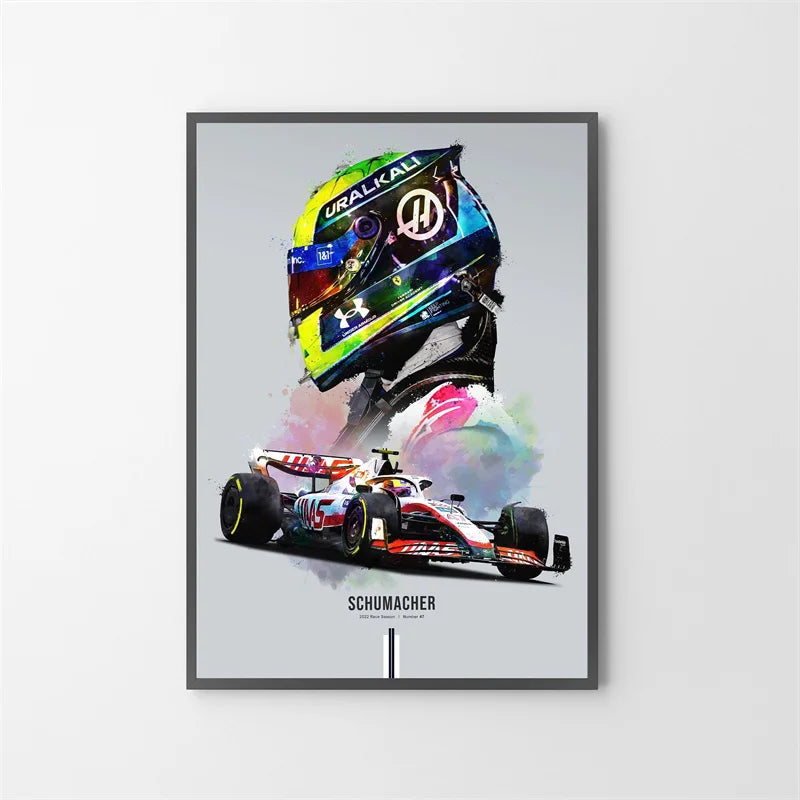 Watercolor F1 Racing Driver Helmet Canvas Print Wall Art Canvas Wall Art Qst