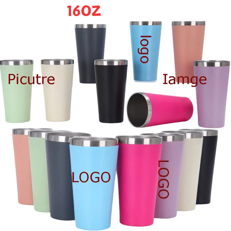16 oz Double Wall Insulated Tumbler – 3 Lids, Hot & Cold Insulated Tumbler Qst