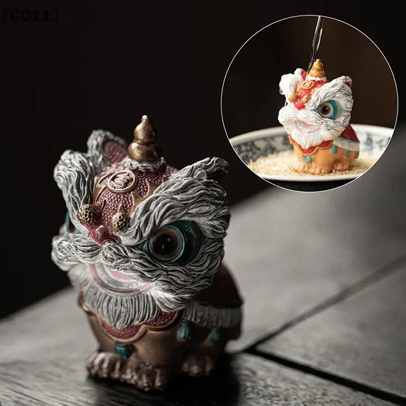 Color-Changing Lion Dance Tea Pet | Chinese Table Figurine Decorative Figurine Qme