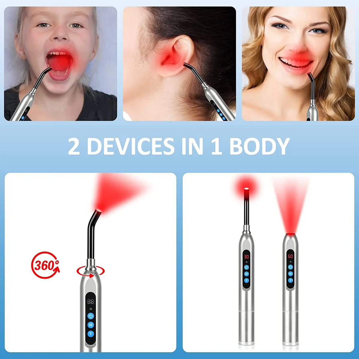 Red Light Therapy Device 660nm 850nm LED Wand – Oral & Body LED Light Therapy Device Qst