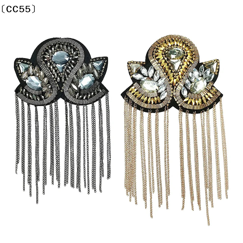 Tassel Epaulette Brooch Pin – Bead Chain Shoulder Jewelry Shoulder Brooch Pin Qst