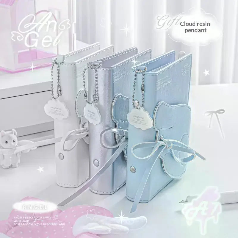Angel Wings PU Leather 3-Fold Binder Journal Notebook Binder Journal Notebook Qme