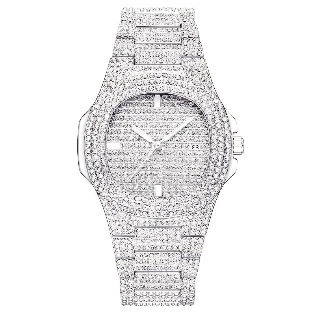 Hip Hop Iced Out Crystal Quartz Watch for Men | Bold Style Men's Fashion Watch Qme