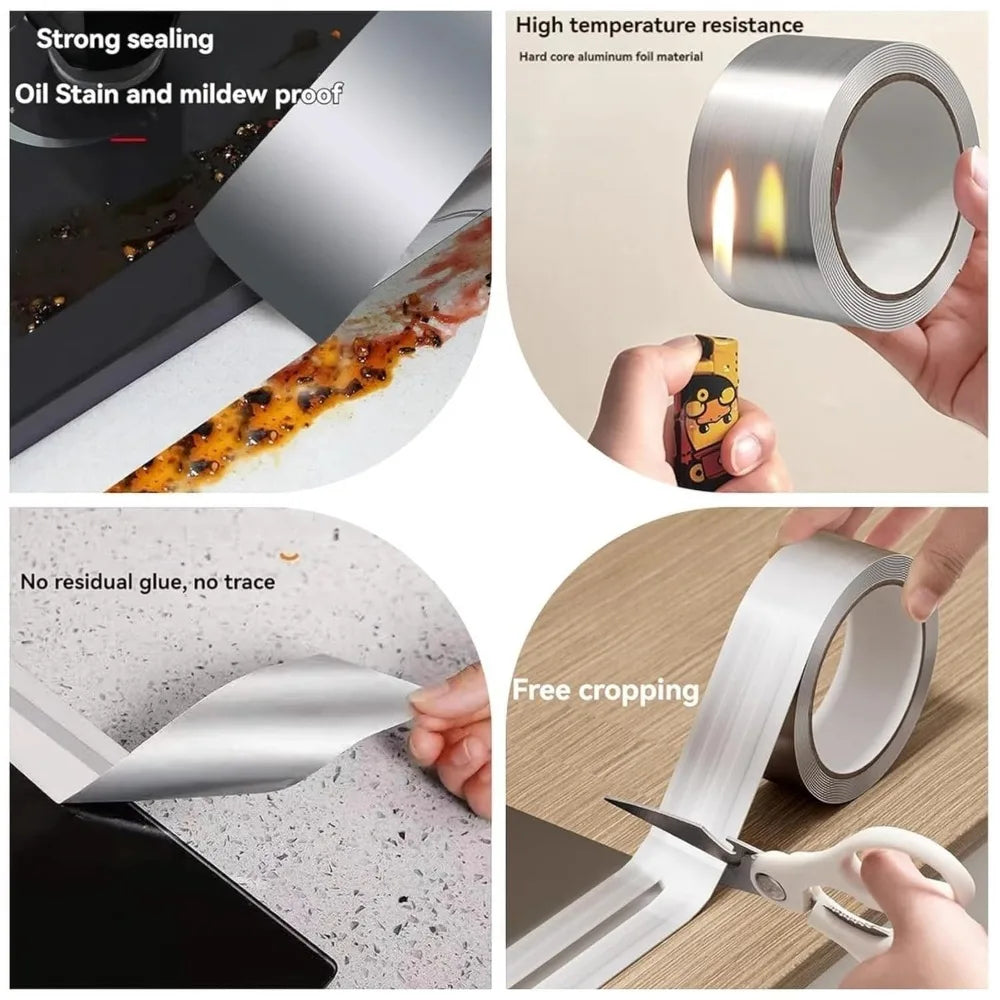 Aluminum Foil Tape Waterproof Self-Adhesive Kitchen Seal Strip Kitchen Seal Tape Qme