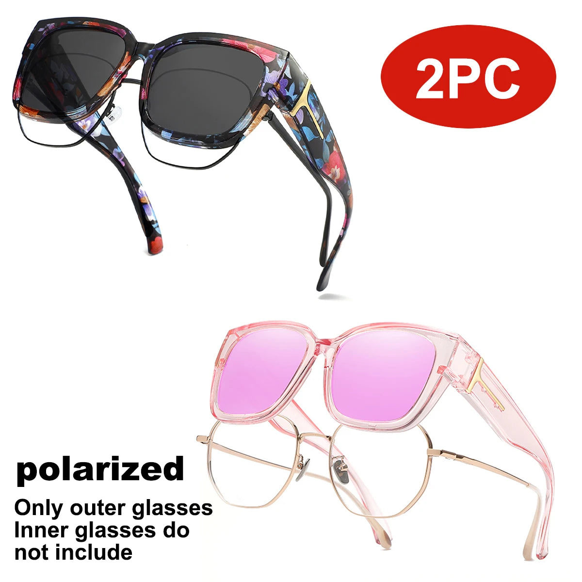 VOPHA T01 Oversized Fit-Over Sunglasses UV400 Unisex Fit-Over Sunglasses Qst T04-2P-3