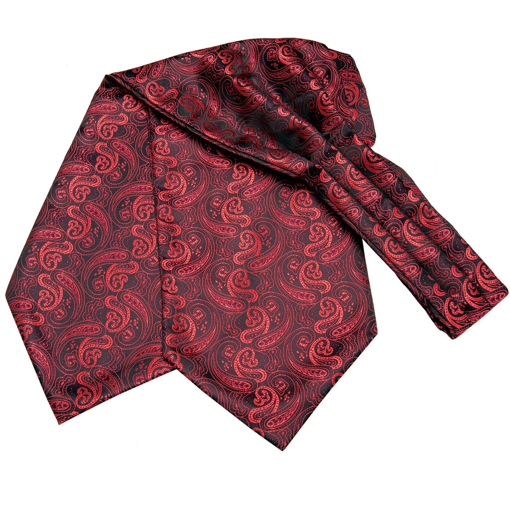 Hi-Tie Men's Paisley Ascot Cravat with Brooch – 8 Colors Ascot Cravat Set Qme