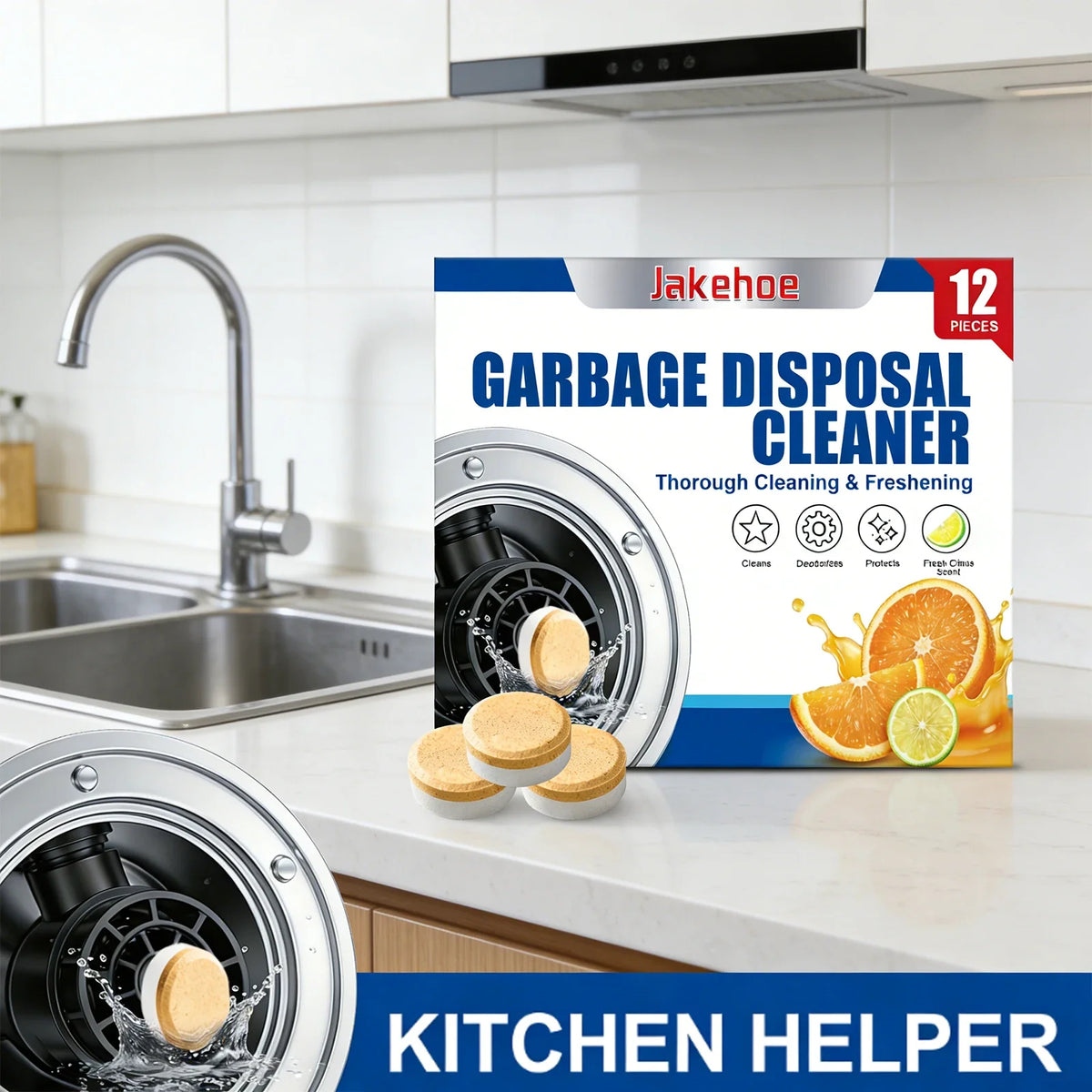 Garbage Disposal Cleaner & Deodorizer Tablets | 4 Scents Disposal Cleaning Tablets Qme