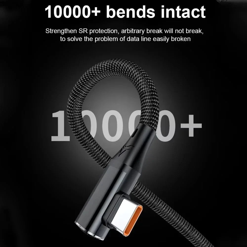 120W 90-Degree Elbow USB-C Fast Charging Cable | 0.25M–2M USB-C Charging Cable Qme