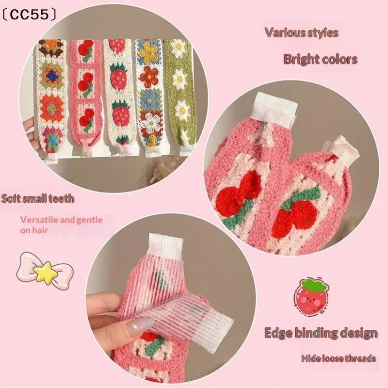 Knitted Flower Print Headband for Women – Colorful Hair Band Knitted Hair Headband Qst