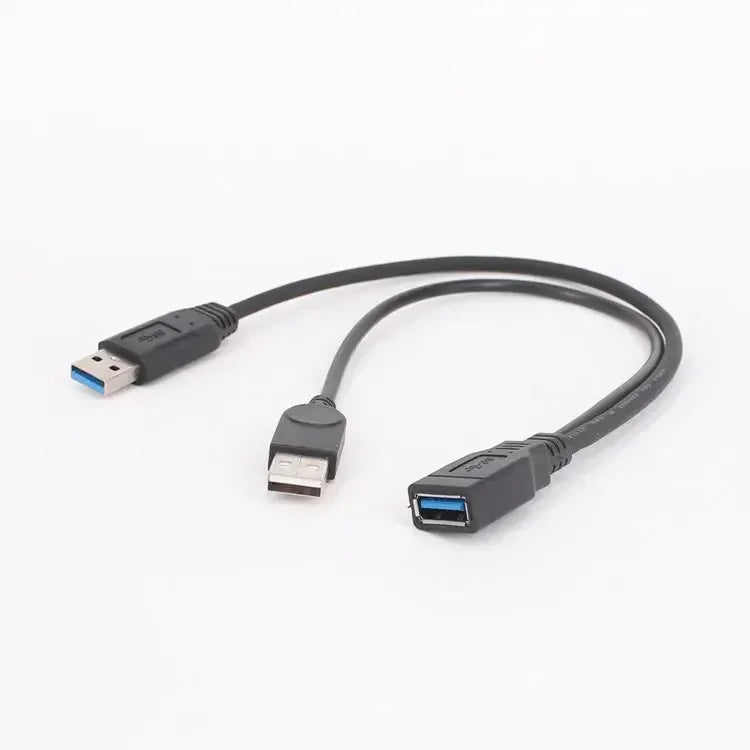 USB 3.0 Y Cable – Female to Dual Male Extra Power Data Extension USB Y Extension Cable Qme USB 3.0 1F to 2M