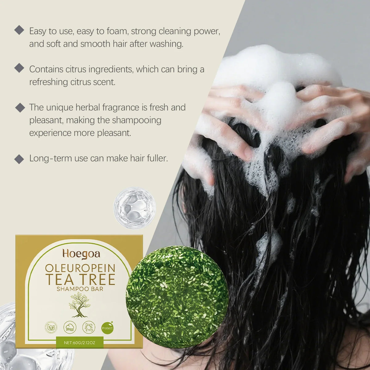 Herbal Tea Tree Oil Shampoo Bar – Scalp & Hair Care Herbal Shampoo Bar Qme