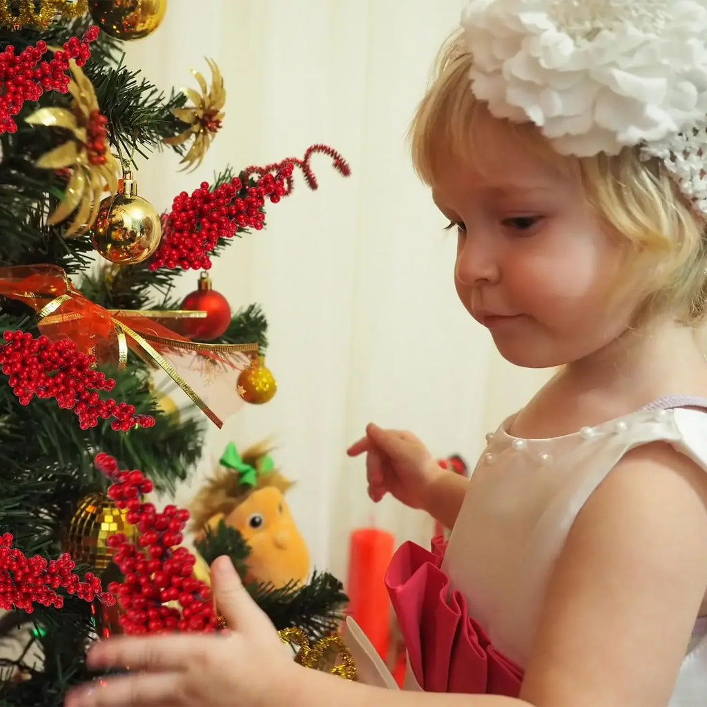 Artificial Red Holly Berry Stems | Christmas DIY Décor Branches Artificial Berry Stems Qme