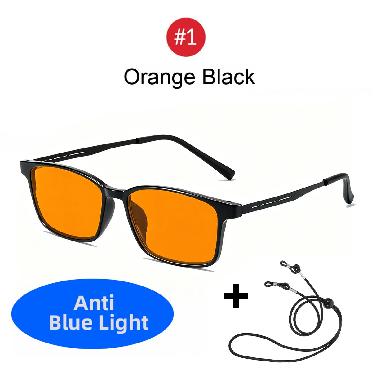 VOPHA Blue Light Blocking Glasses Orange Lens Unisex S69 Blue Light Glasses Qst Orange Black