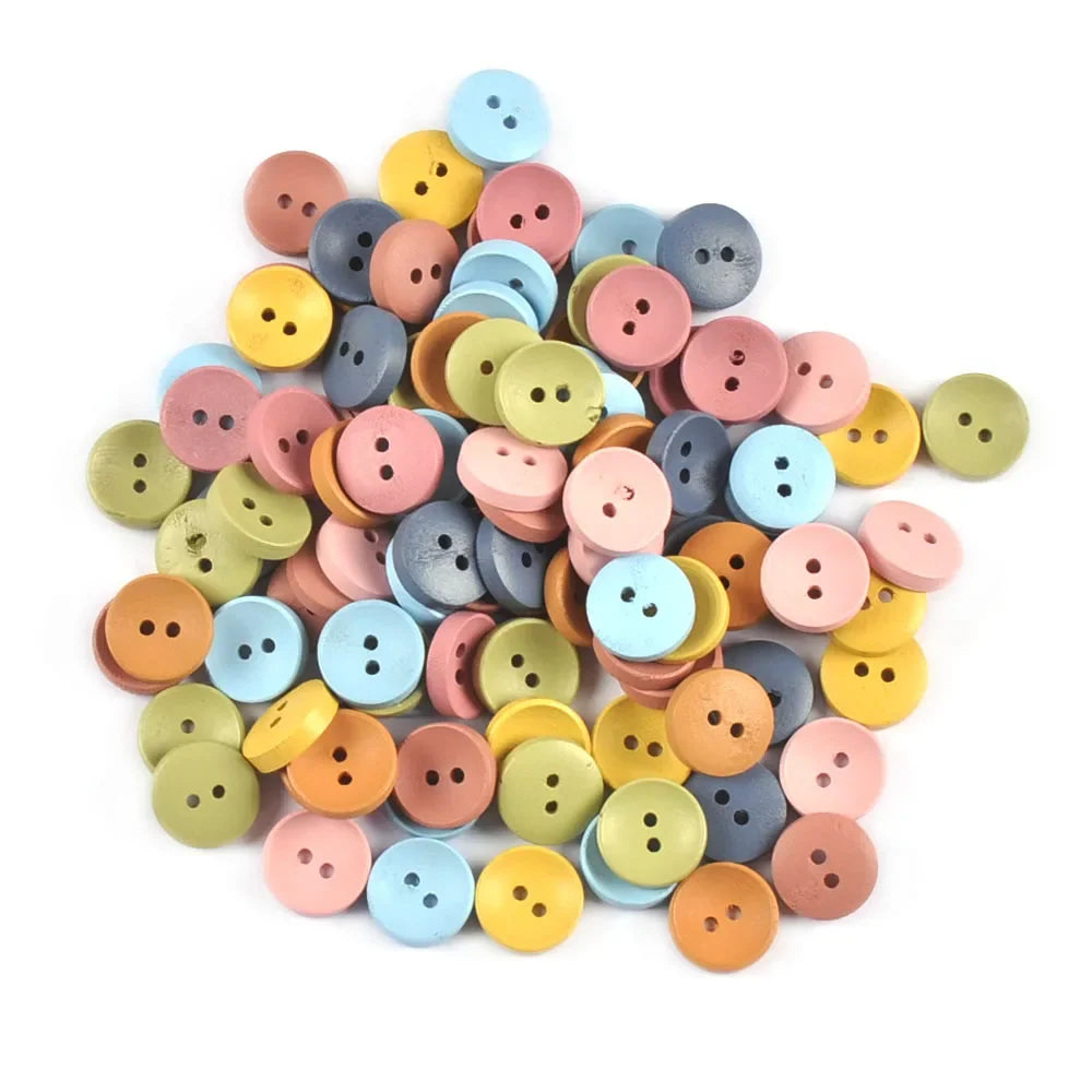 Mixed Round Wooden Buttons – Sewing, Scrapbook & DIY Crafts Wooden Craft Buttons Qme 15mm