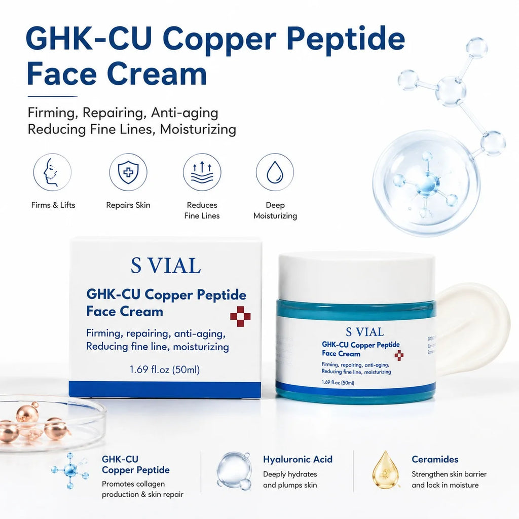 GHK-Cu Copper Peptide Face Cream 50g – Hyaluronic Acid Anti-Wrinkle Face Cream Qst