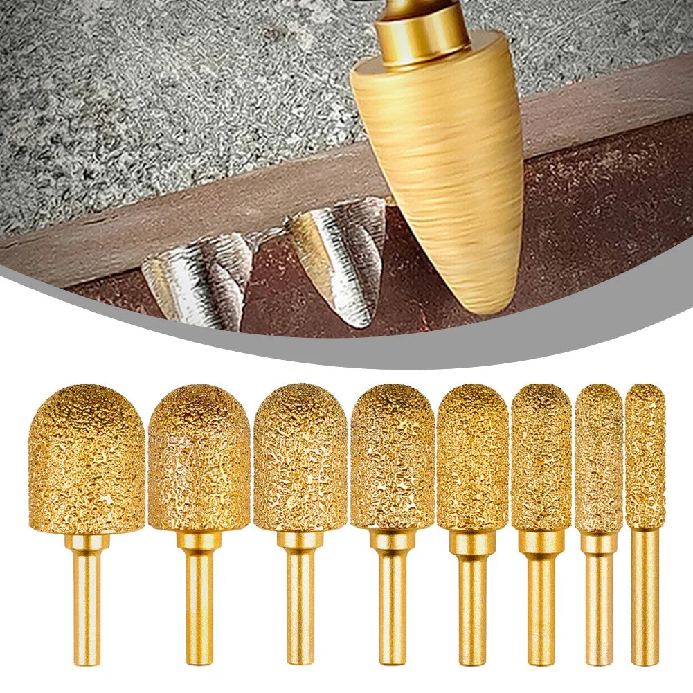 8-Piece Diamond Grinding Heads | Metal & Stone Engraving Set Diamond Grinding Bit Set Qme