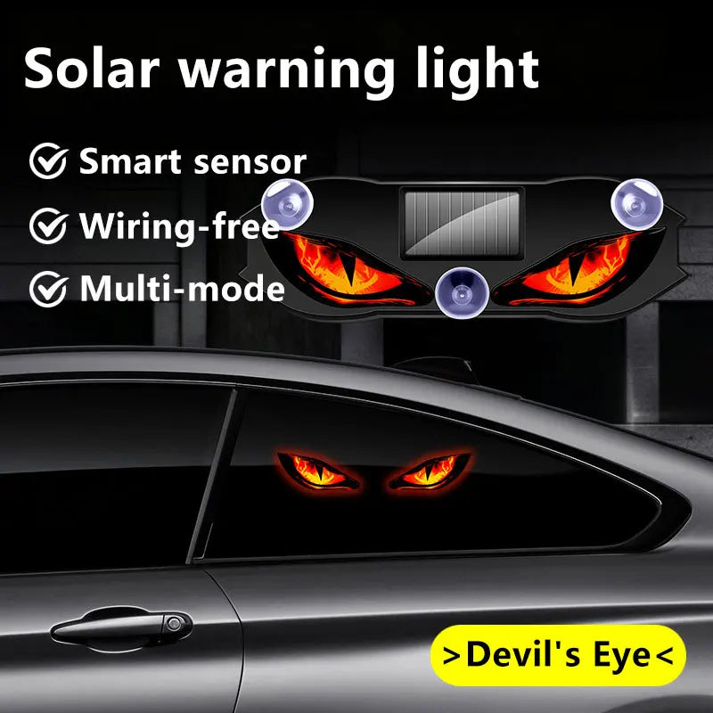 Solar Demon Eye LED Car Window Flashing Signal Light Car LED Signal Light Qst