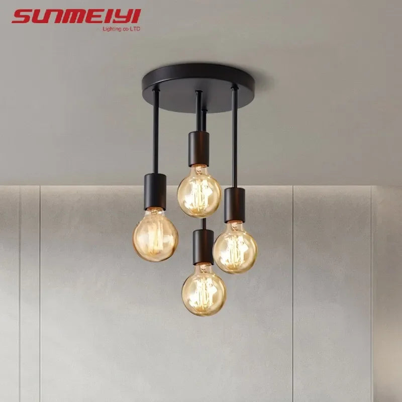 E27 Modern LED Ceiling Light Black Aluminum – Energy Saving LED Ceiling Light Qme