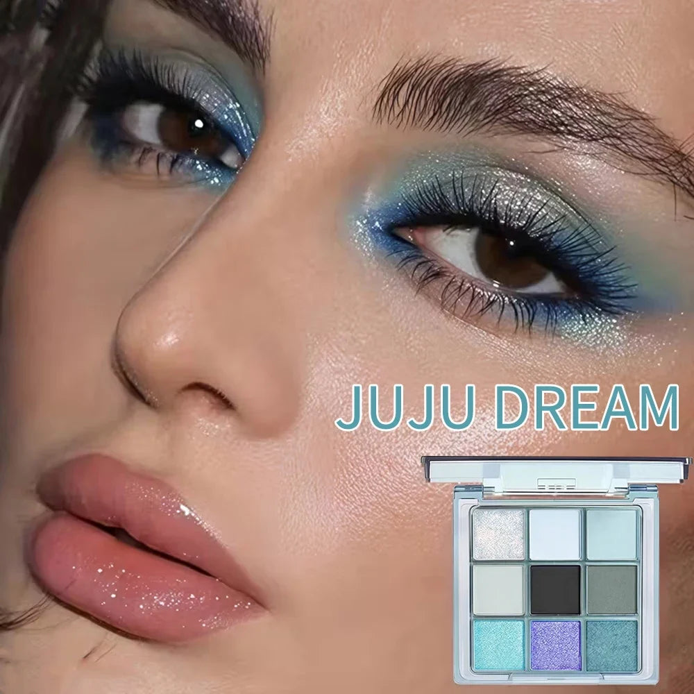 9-Color Blue Eyeshadow Palette – Matte & Shimmer | Qme Eyeshadow Palette Qme