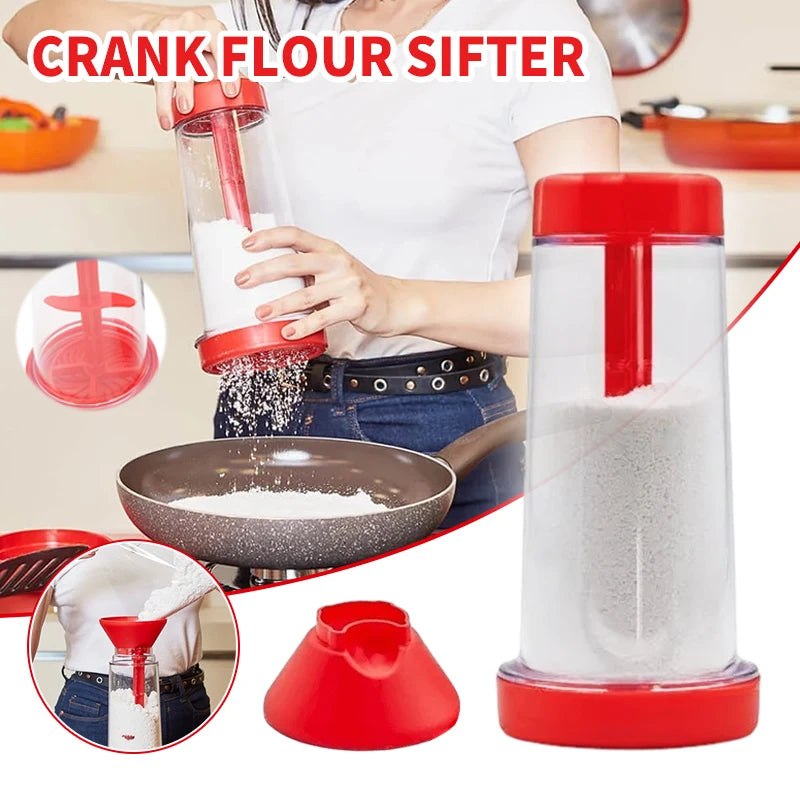 Rotating Flour Sieve Cup – Hand-Held Semi-Auto Baking Sifter Flour Sifter Cup Qst