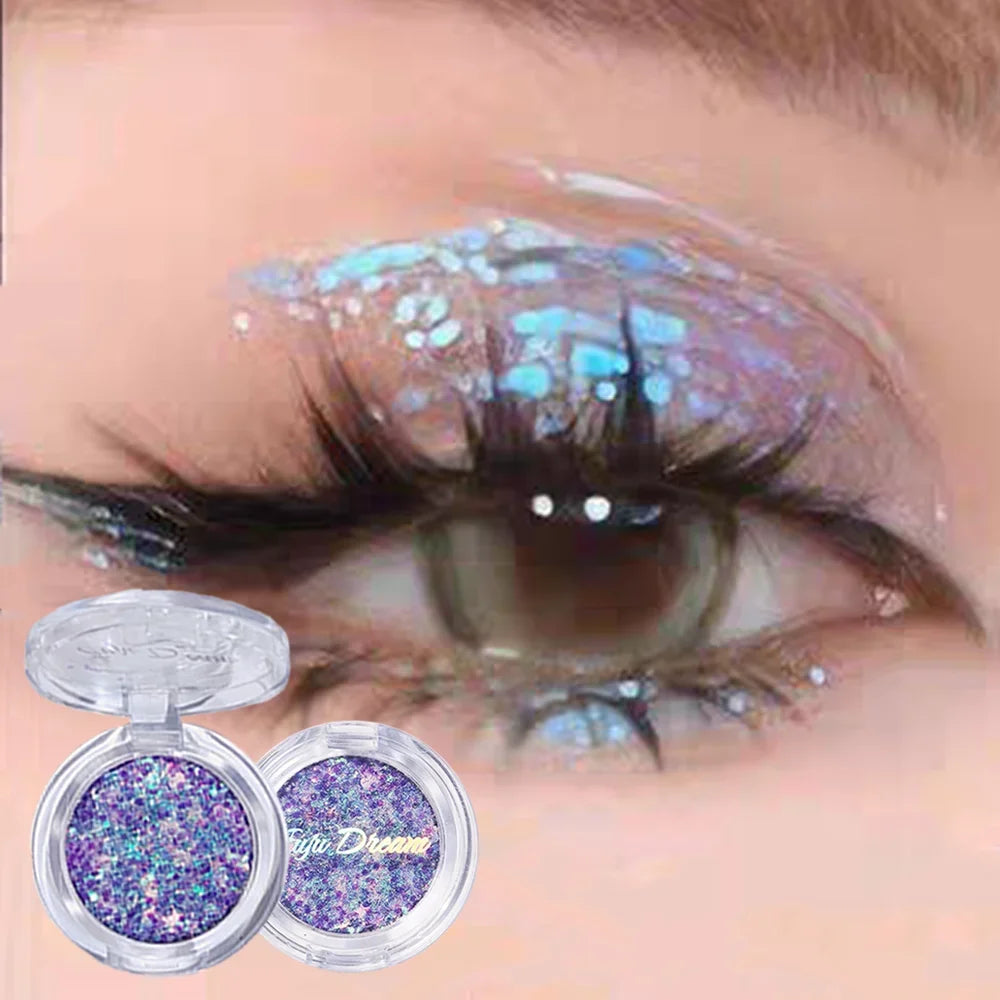 Monochrome Glitter Mermaid Shimmer Eyeshadow Compact | Vegan Glitter Eyeshadow Compact Qme