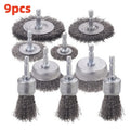 Wire Wheel Cup Brush Set 6.35mm Hex Shank – Grinder Tool Wire Wheel Brush Set Qme 9pcs