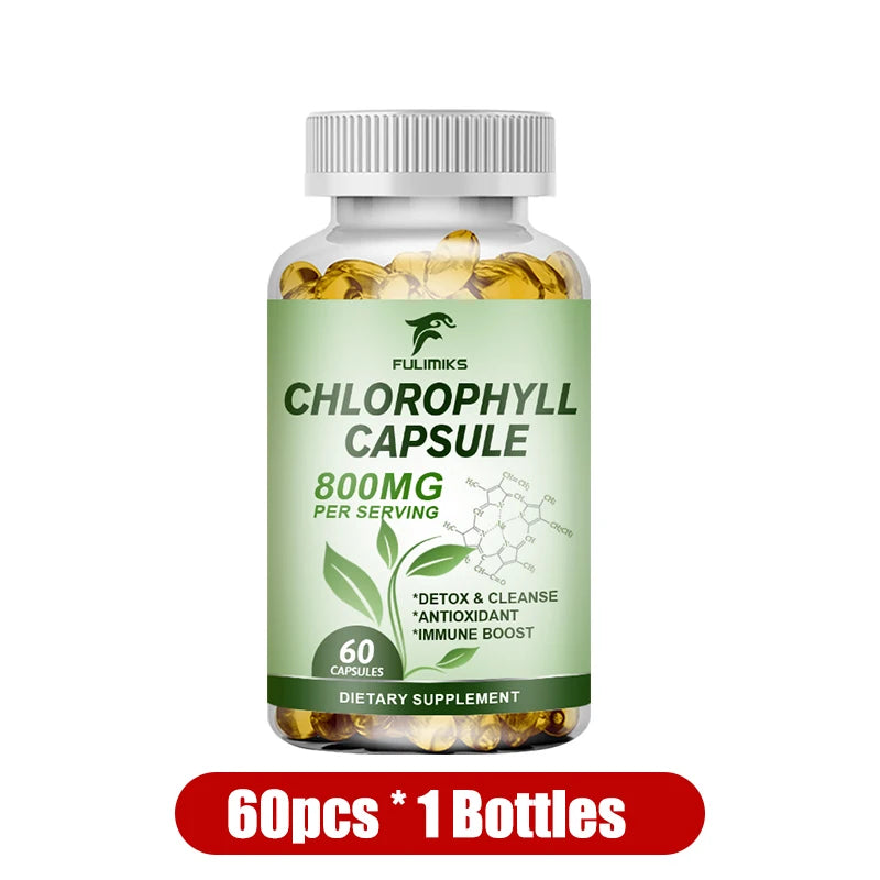 Pure Chlorophyll Capsules – Energy, Skin & Liver Support Herbal Supplement Qst 1 Bottles 60pcs