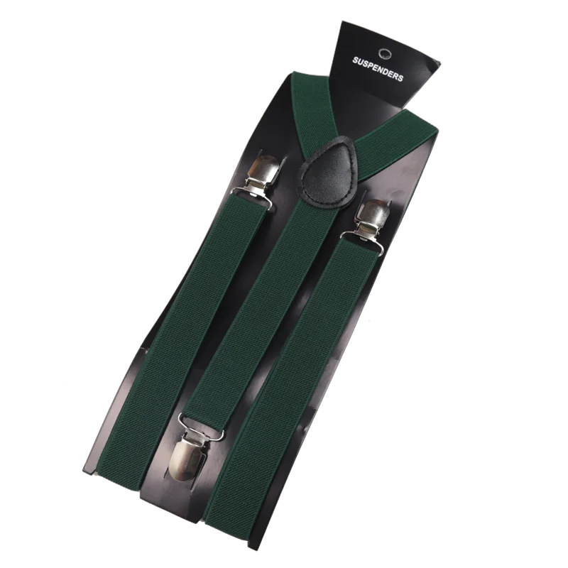 Unisex Elastic Leather Suspenders Braces – 26 Colors Suspenders & Braces Qme Black Green China Mainland