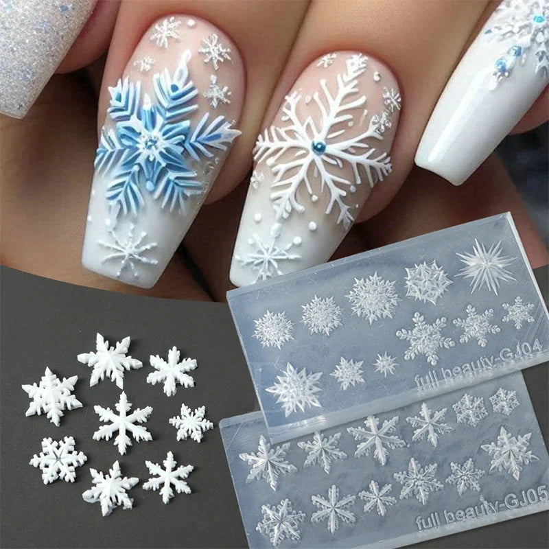 Winter Snowflake 3D Nail Art Silicone Stamping Mold | DIY Nail Art Stamping Mold Qme