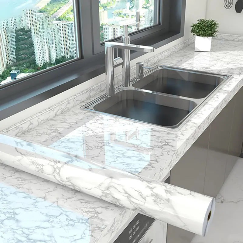 PVC Marble Peel & Stick Wall Sticker – Waterproof, Mold Resistant Peel & Stick Wallpaper Qme