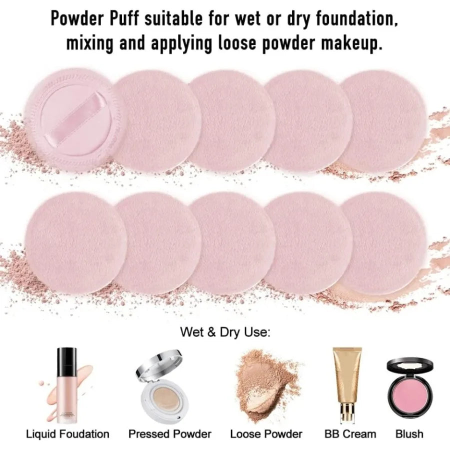 Soft Cotton Powder Puffs with Ribbon – 5cm Makeup Pads, 5-Pack Makeup Powder Puff Qme