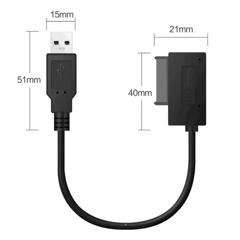 USB 2.0 Mini SATA II 13-Pin Slimline Drive Adapter HDD Caddy Drive Adapter Caddy Qme