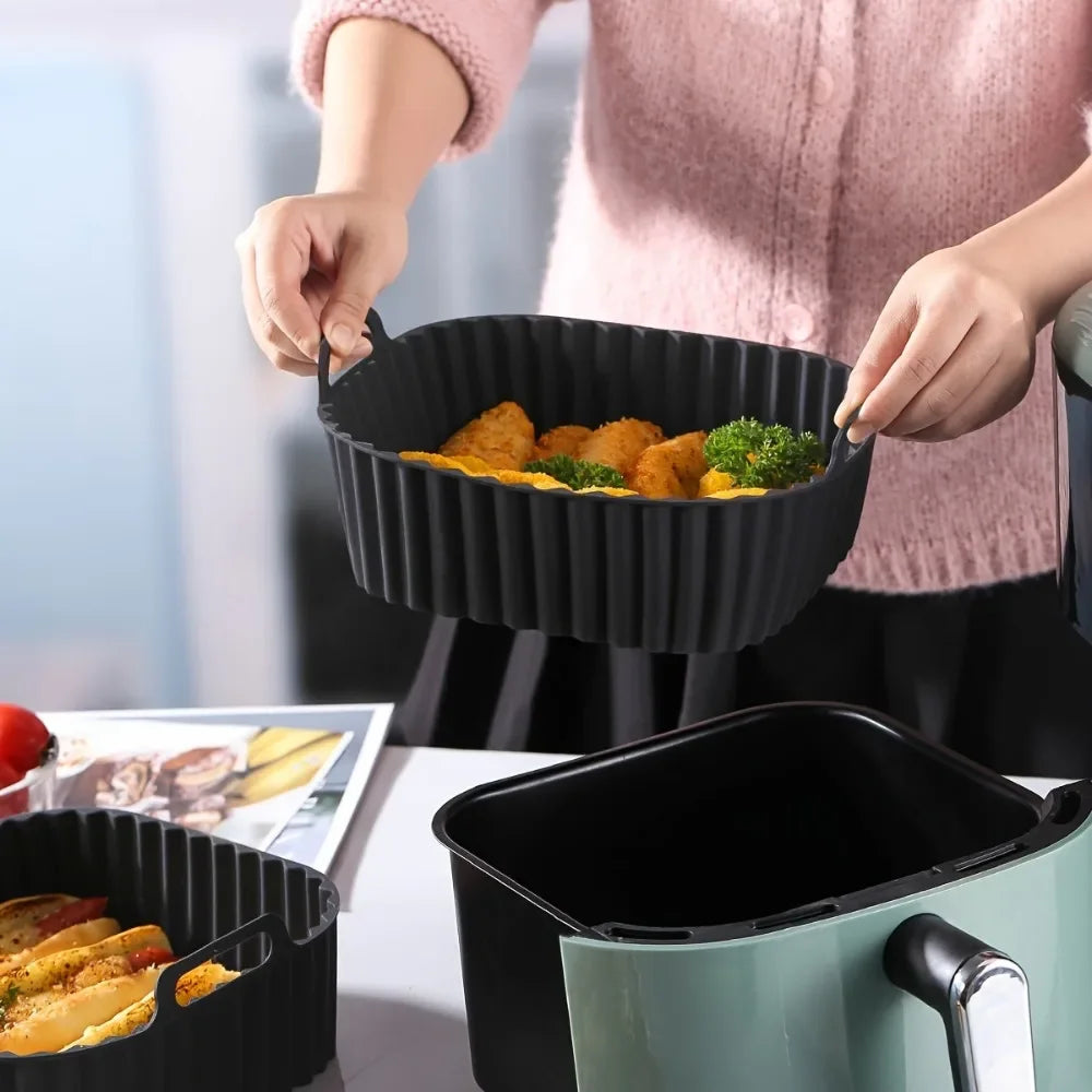 Reusable Square Silicone Air Fryer Liner – Non-Stick Mat 4–7QT Silicone Air Fryer Liner Qst