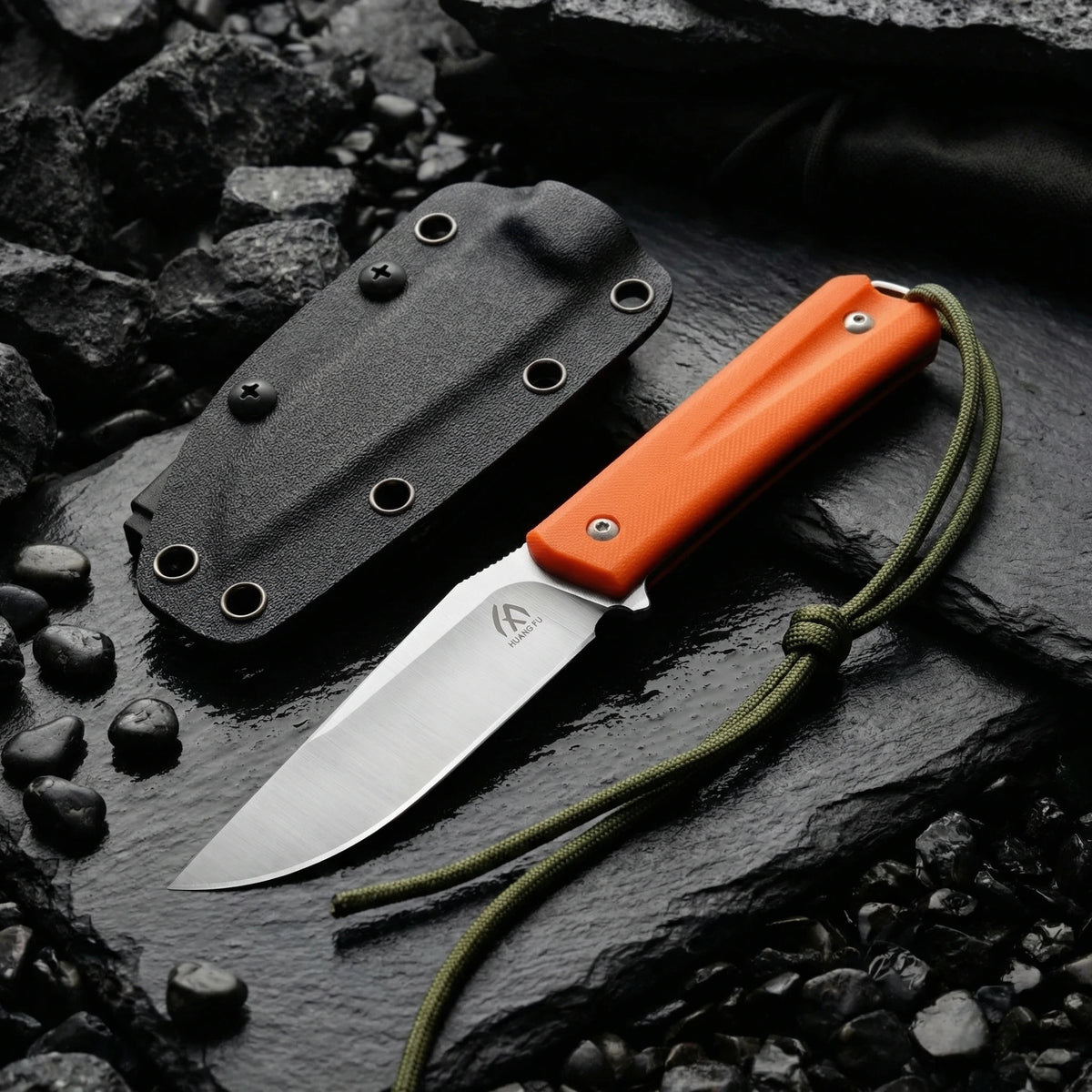 HUANGFU Full Tang Fixed Blade Knife with Sheath | Outdoor EDC Fixed Blade Knife Qst